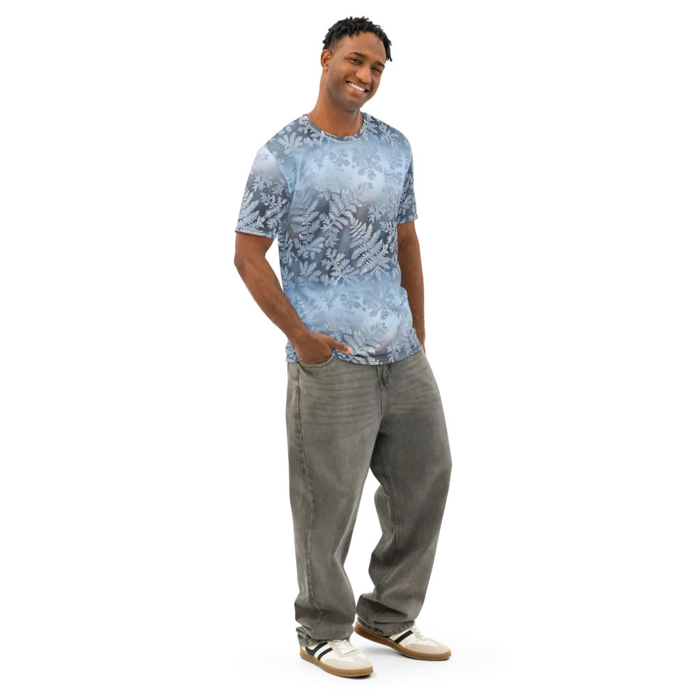Winter Fronds on Men's Cotton Crew Neck T-Shirt — Right Front