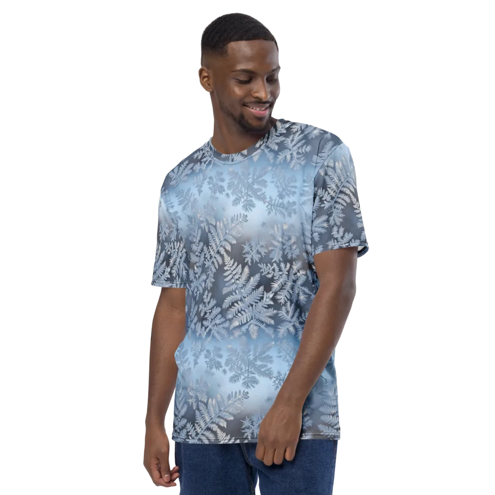 Winter Fronds on Men's Crew Neck T-Shirt — Left
