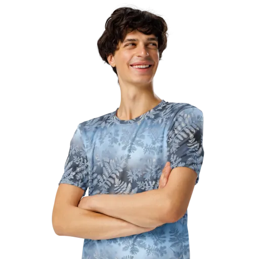 Winter Fronds on a Men's Crew Neck T-Shirt