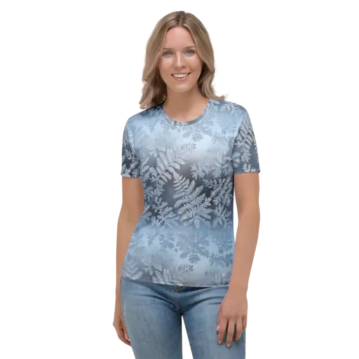 Winter Fronds on a Women's Crew Neck T-Shirt