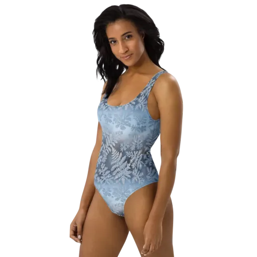 Winter Fronds on a One-Piece Swimsuit