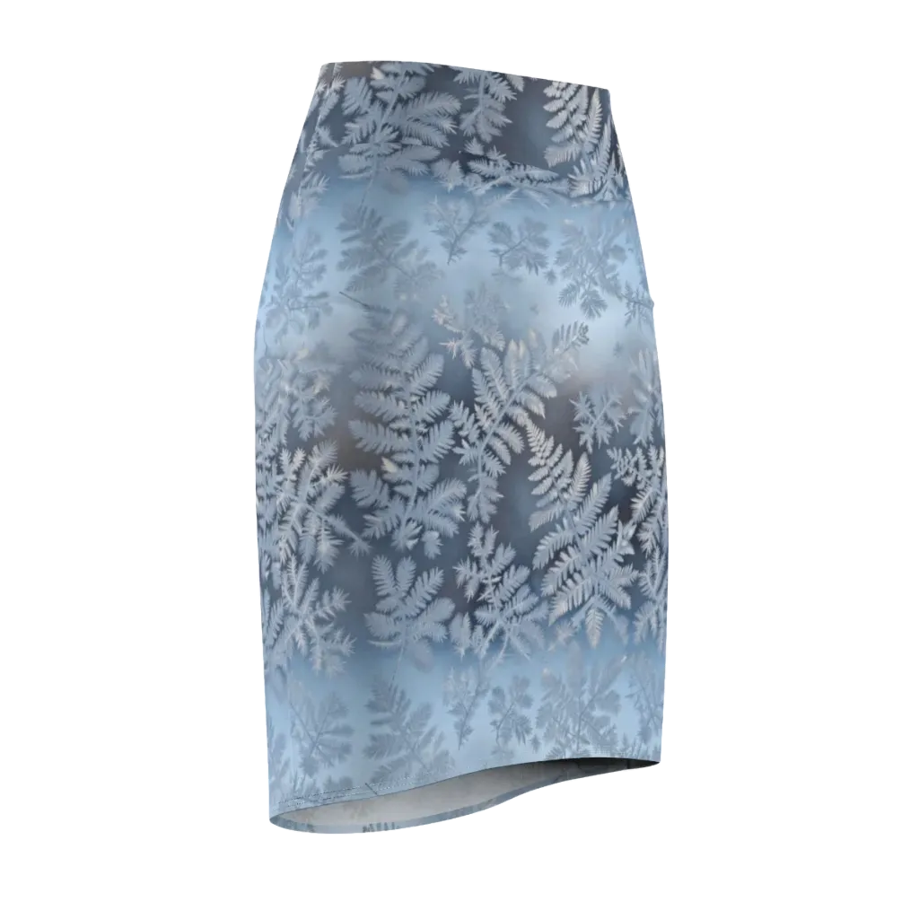 Winter Fronds on Pencil Skirt — Front Side