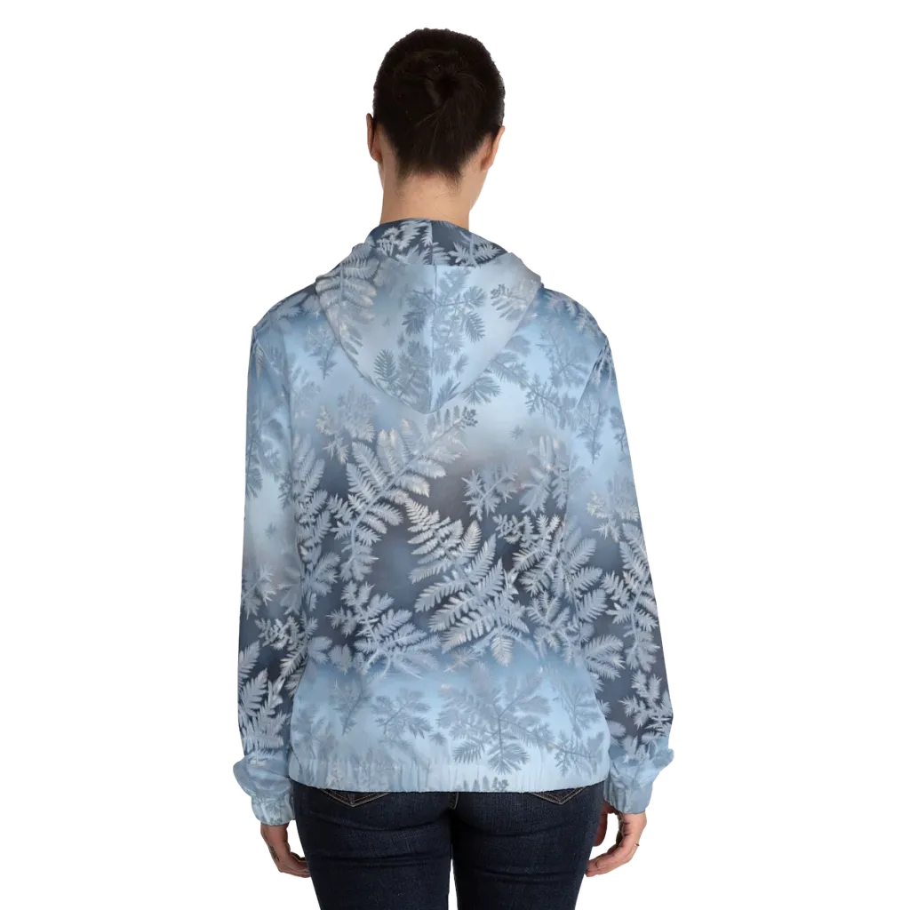 Winter Fronds on Women's Full-Zip Hoodie — Back On Person