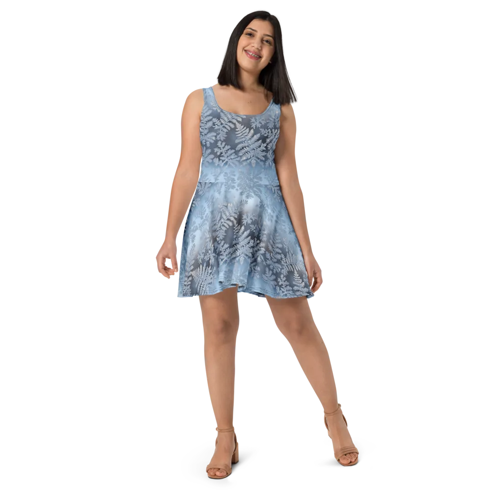 Winter Fronds on Skater Dress — Front