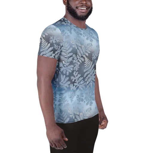 Winter Fronds on a Men's Athletic T-Shirt