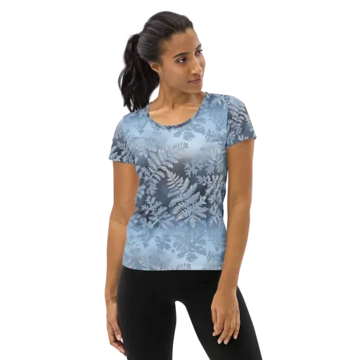 Winter Fronds on a Women's Athletic T-Shirt