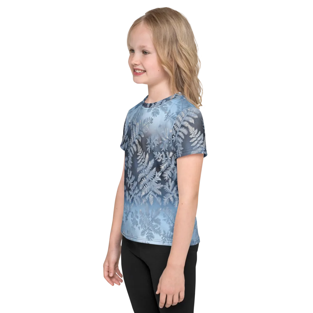 Winter Fronds on Kids Crew Neck T-Shirt — Left