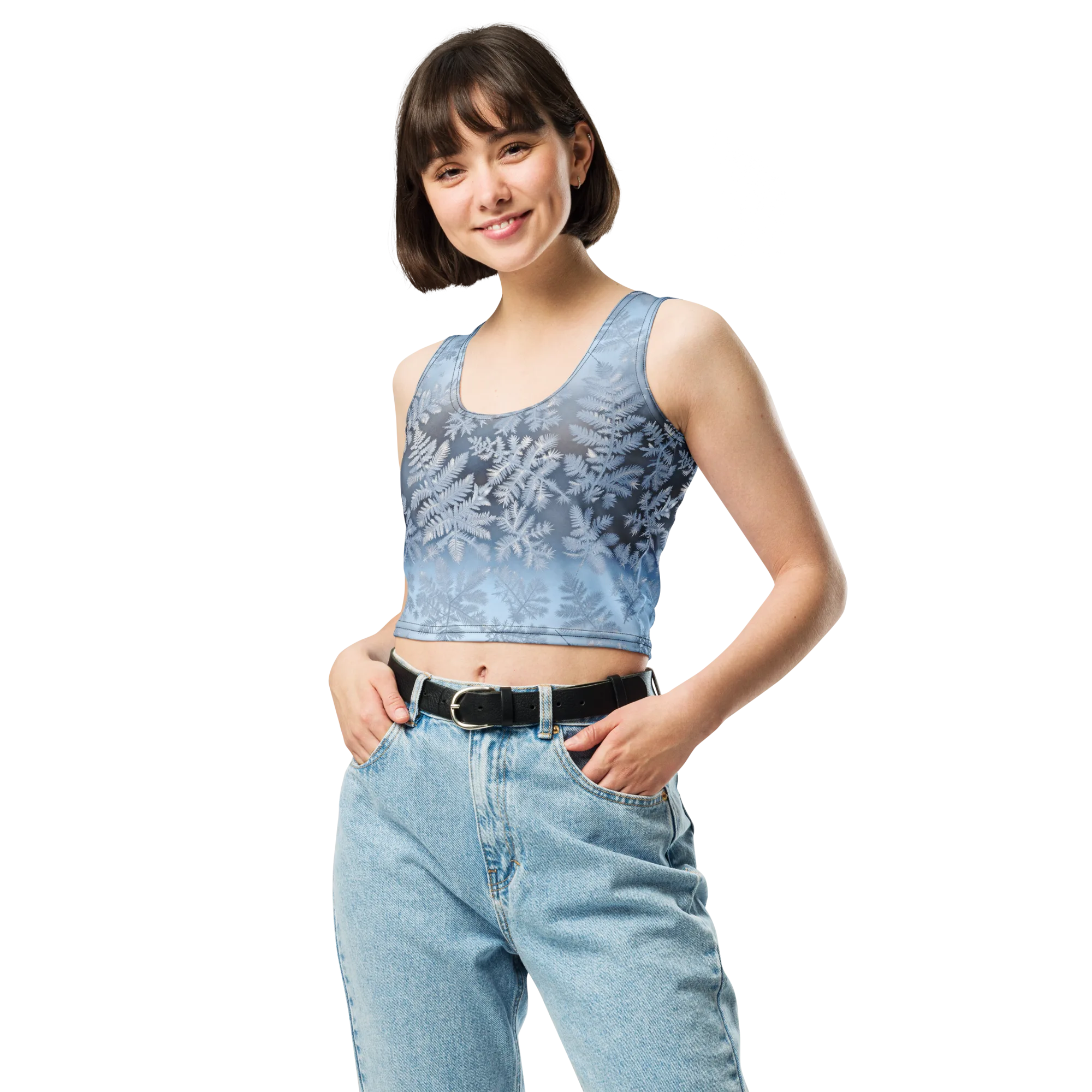 Winter Fronds on Crop Top — Front