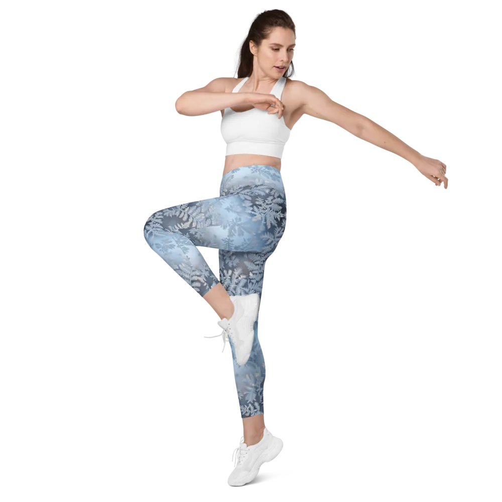 Winter Fronds on Leggings with Pockets — Left Front