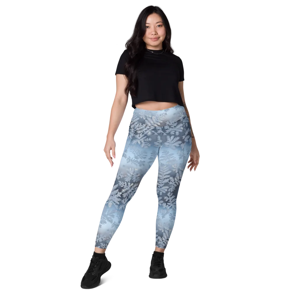 Winter Fronds on Leggings with Pockets — Front