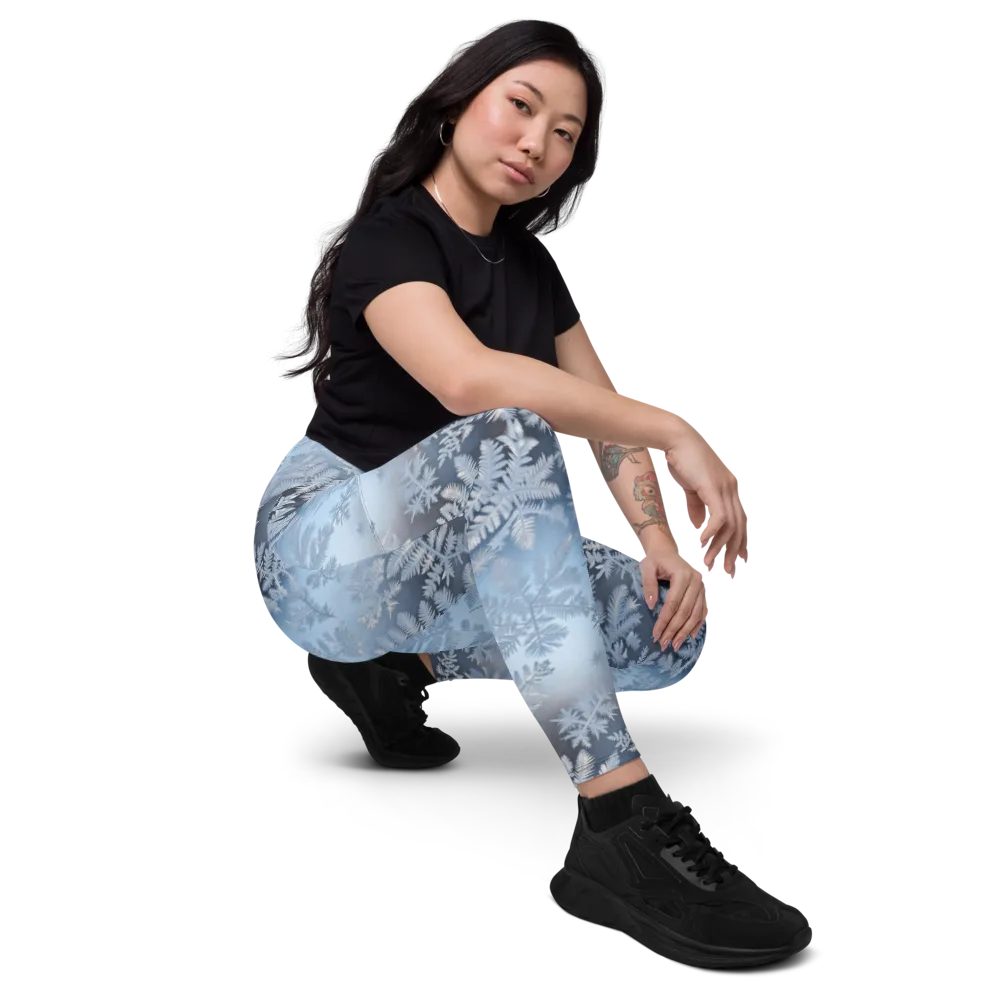 Winter Fronds on Leggings with Pockets — Right Front