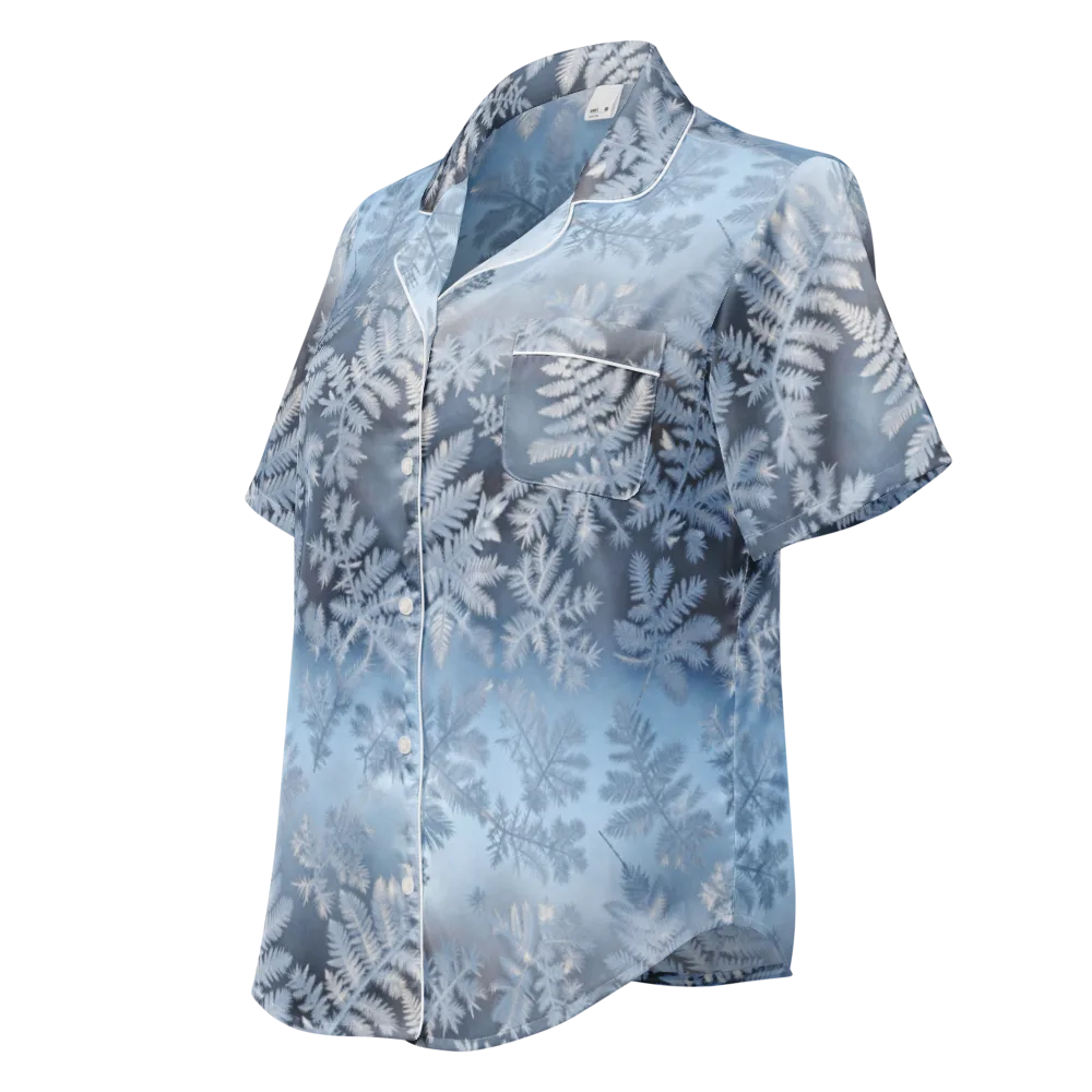 Winter Fronds on Women's Short Sleeve Pajama Top — Left Front