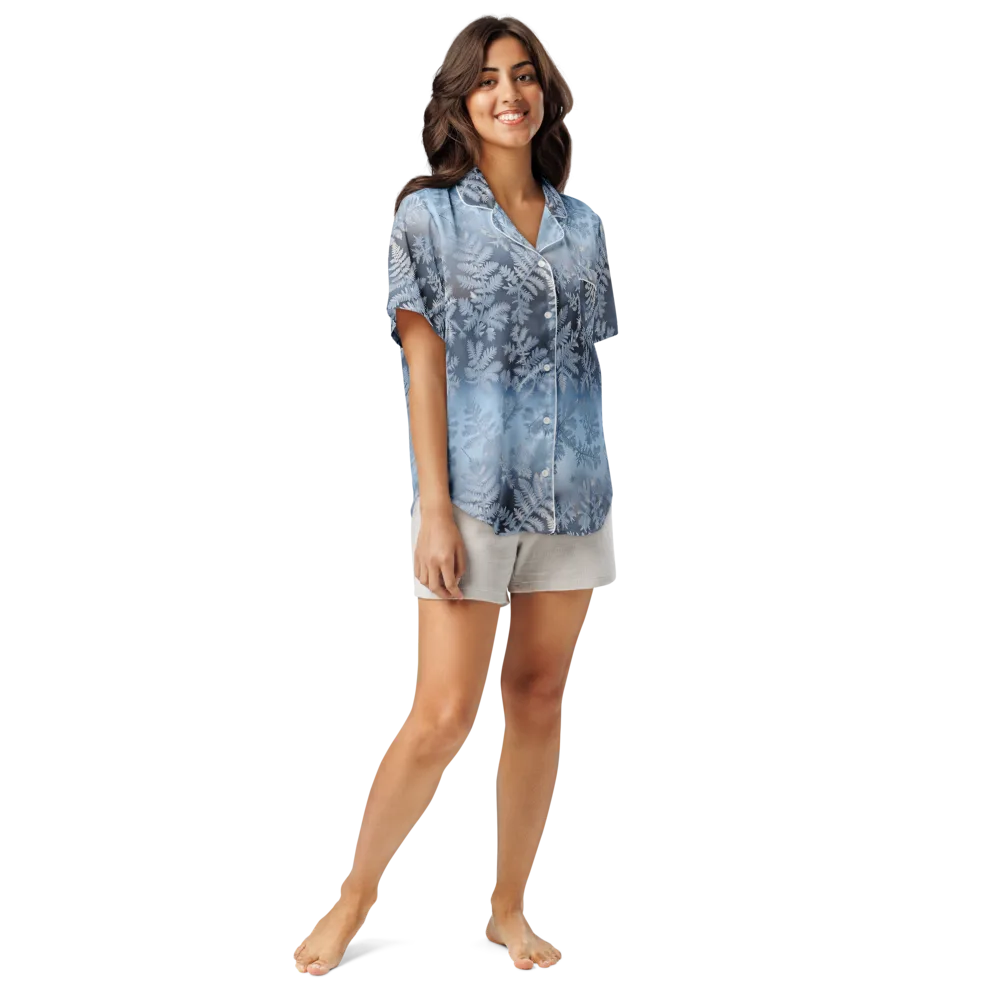 Winter Fronds on Women's Short Sleeve Pajama Top — Front
