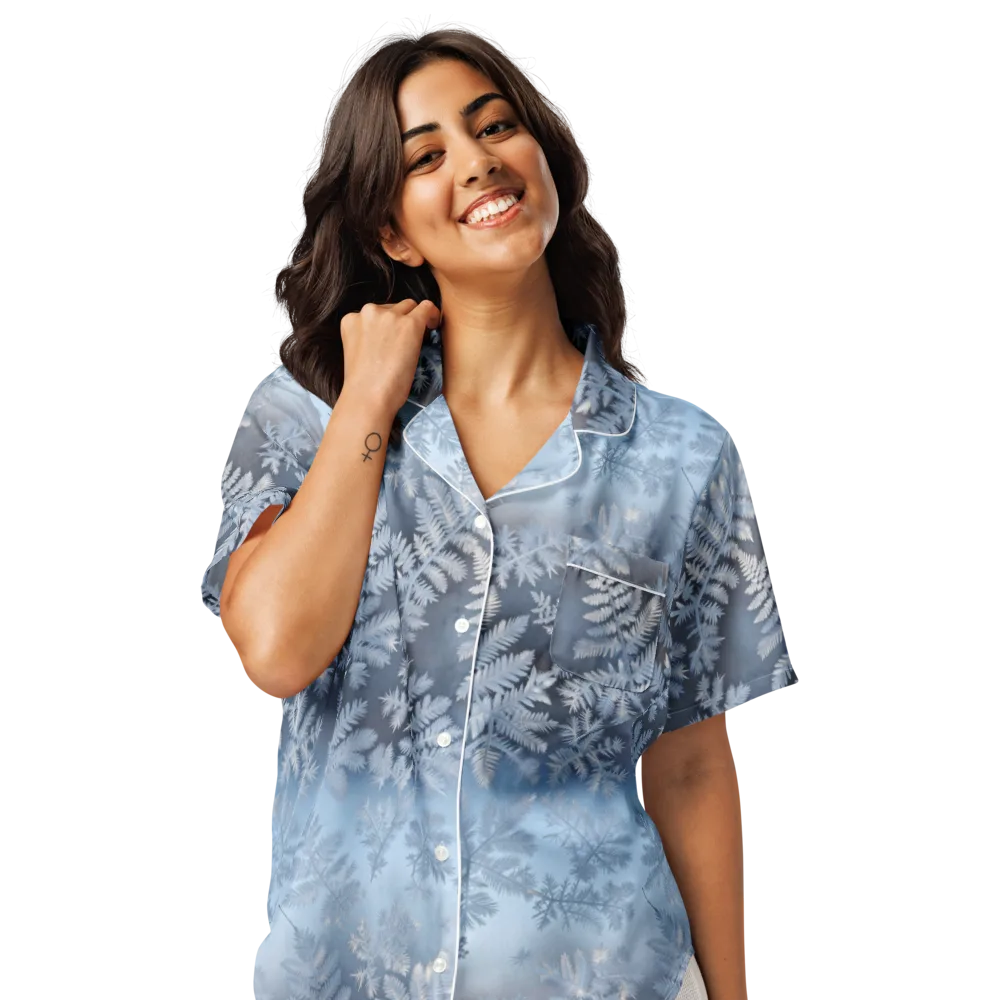 Winter Fronds on Women's Short Sleeve Pajama Top — Front