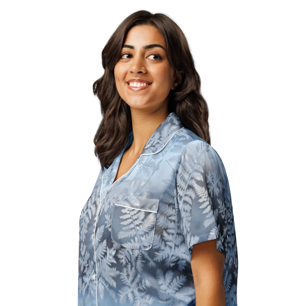 Winter Fronds on Women's Short Sleeve Pajama Top — Left Front
