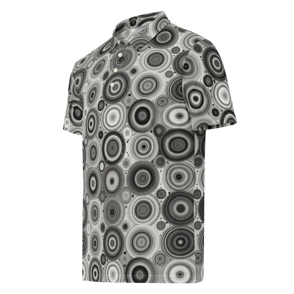 Monochrome Orbits on Men's Slim Fit Polo Shirt — Left Front