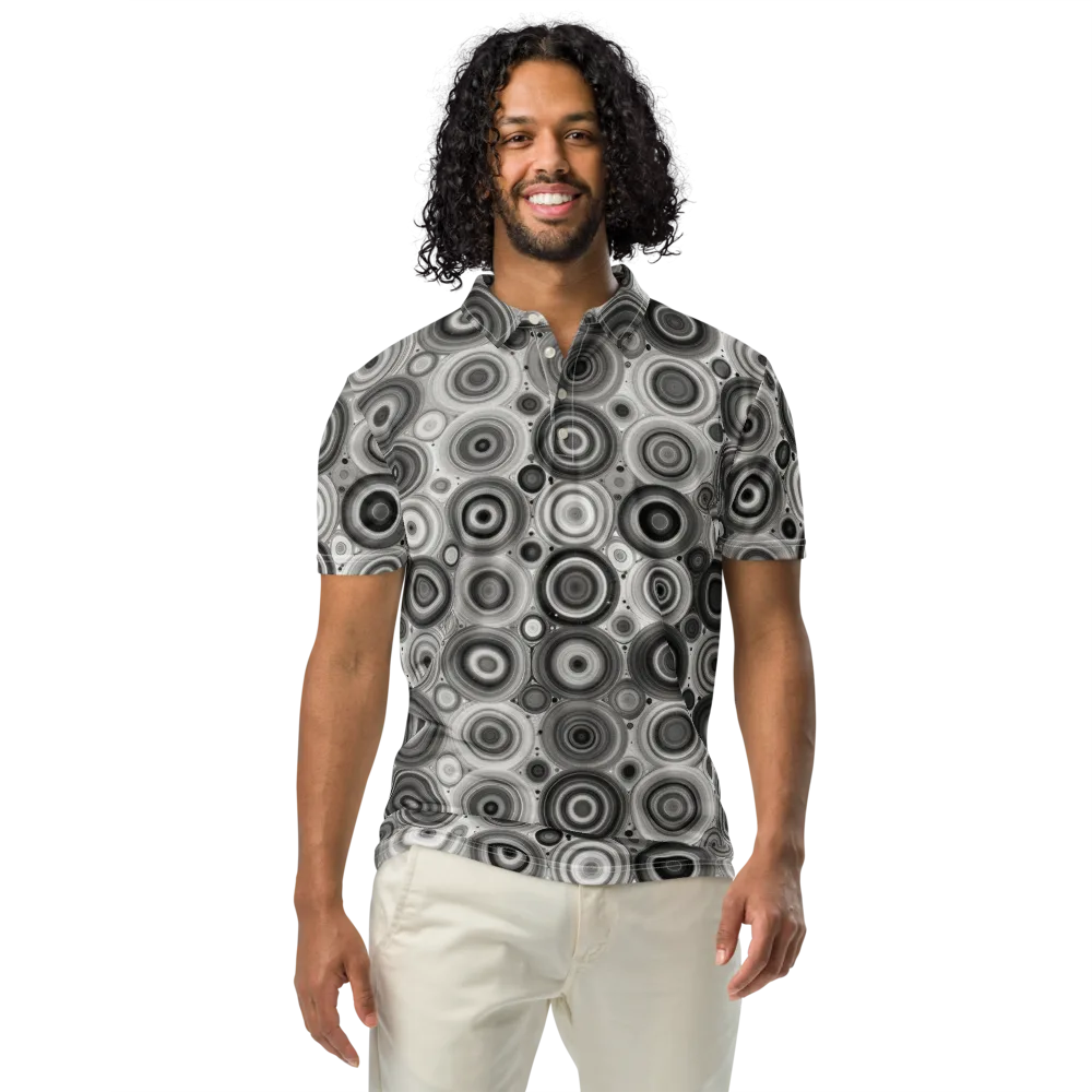 Monochrome Orbits on Men's Slim Fit Polo Shirt — Front