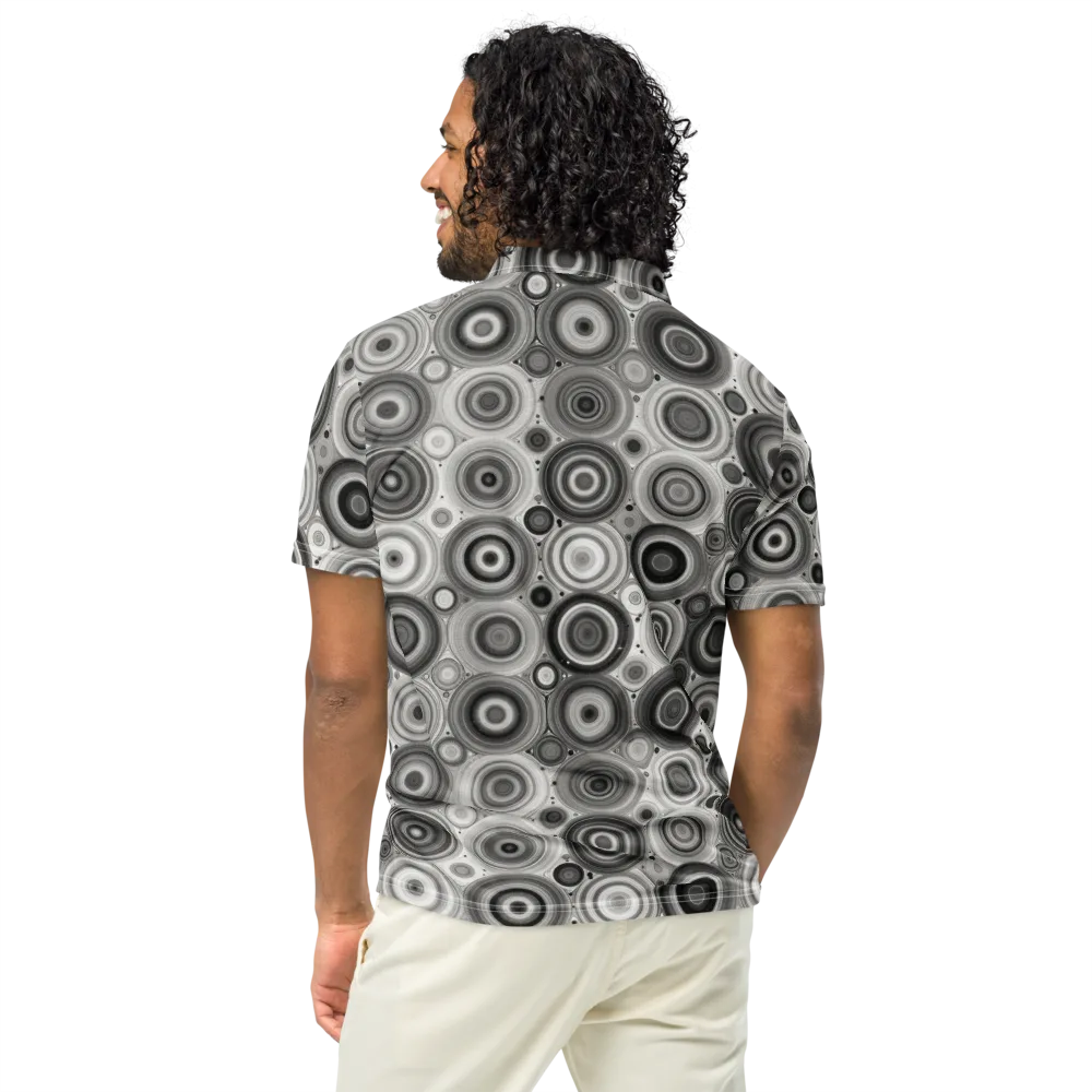 Monochrome Orbits on Men's Slim Fit Polo Shirt — Back