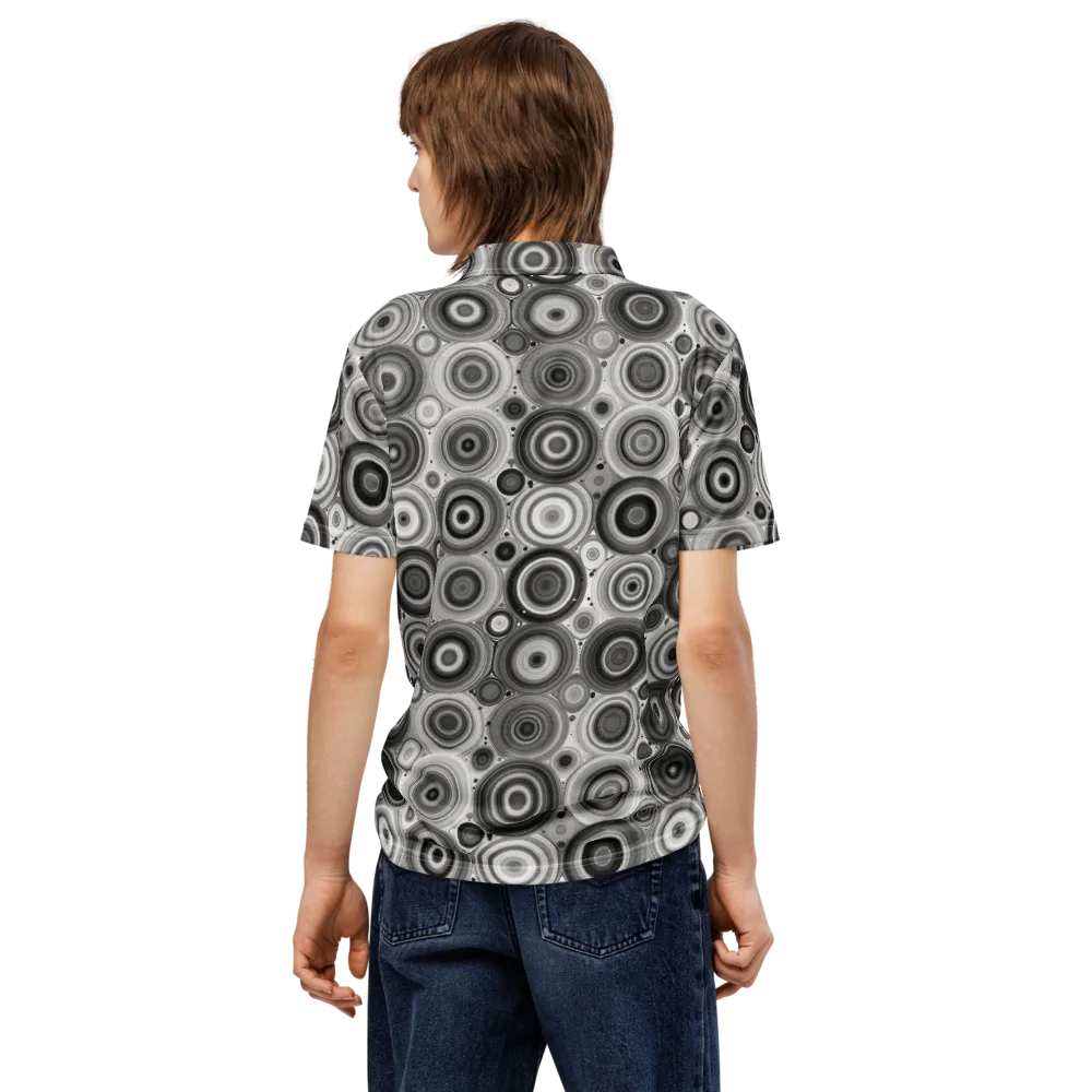 Monochrome Orbits on Men's Slim Fit Polo Shirt — Back