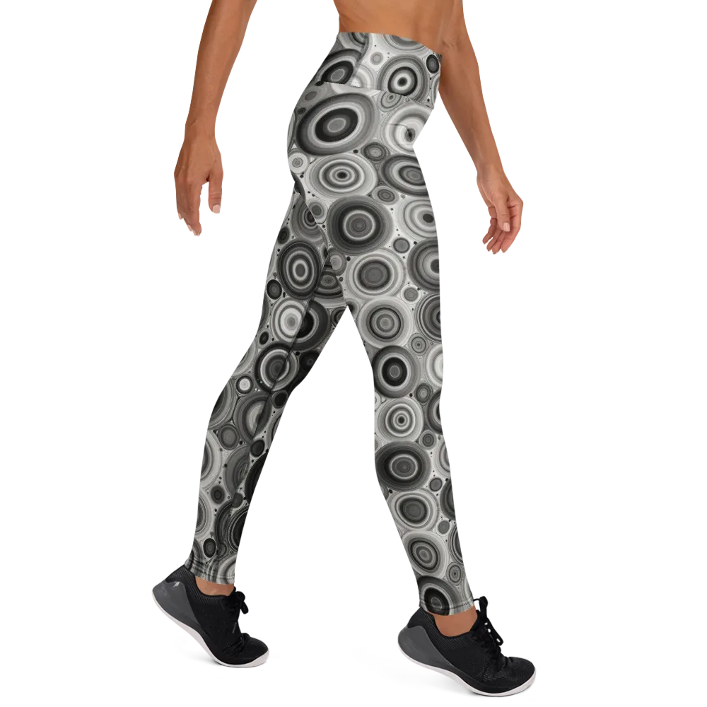 Monochrome Orbits on Yoga Leggings — Right