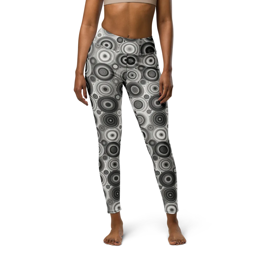 Monochrome Orbits on Yoga Leggings — Front
