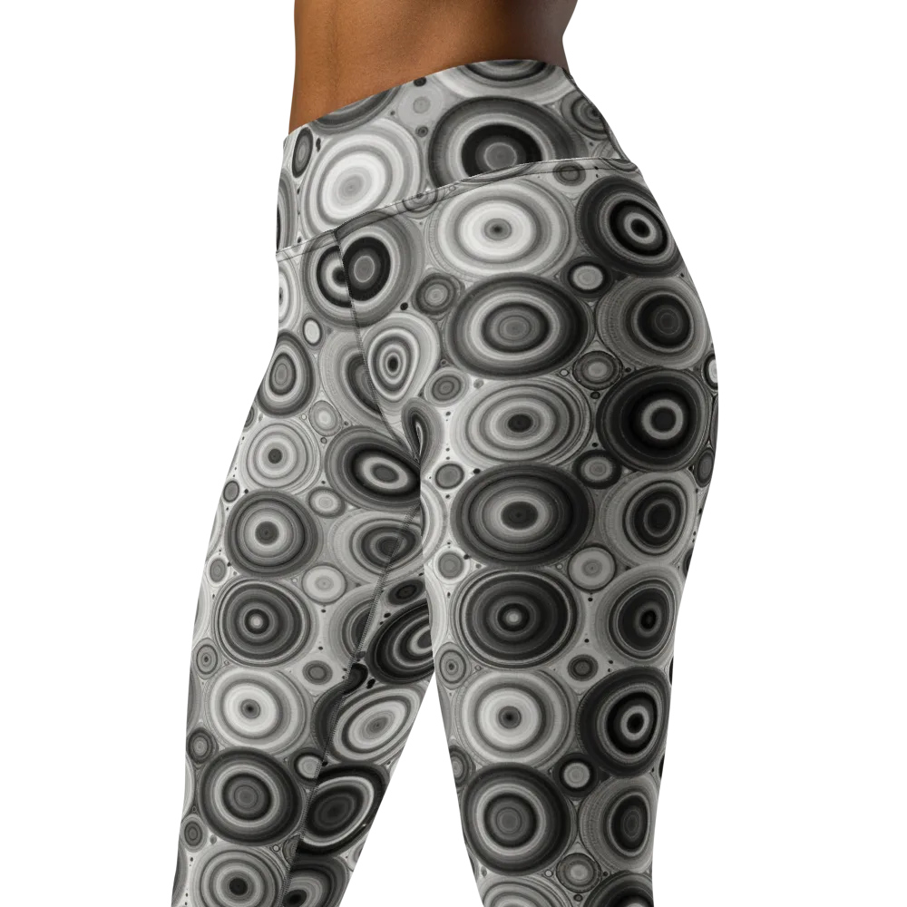 Monochrome Orbits on Yoga Leggings — Left Front