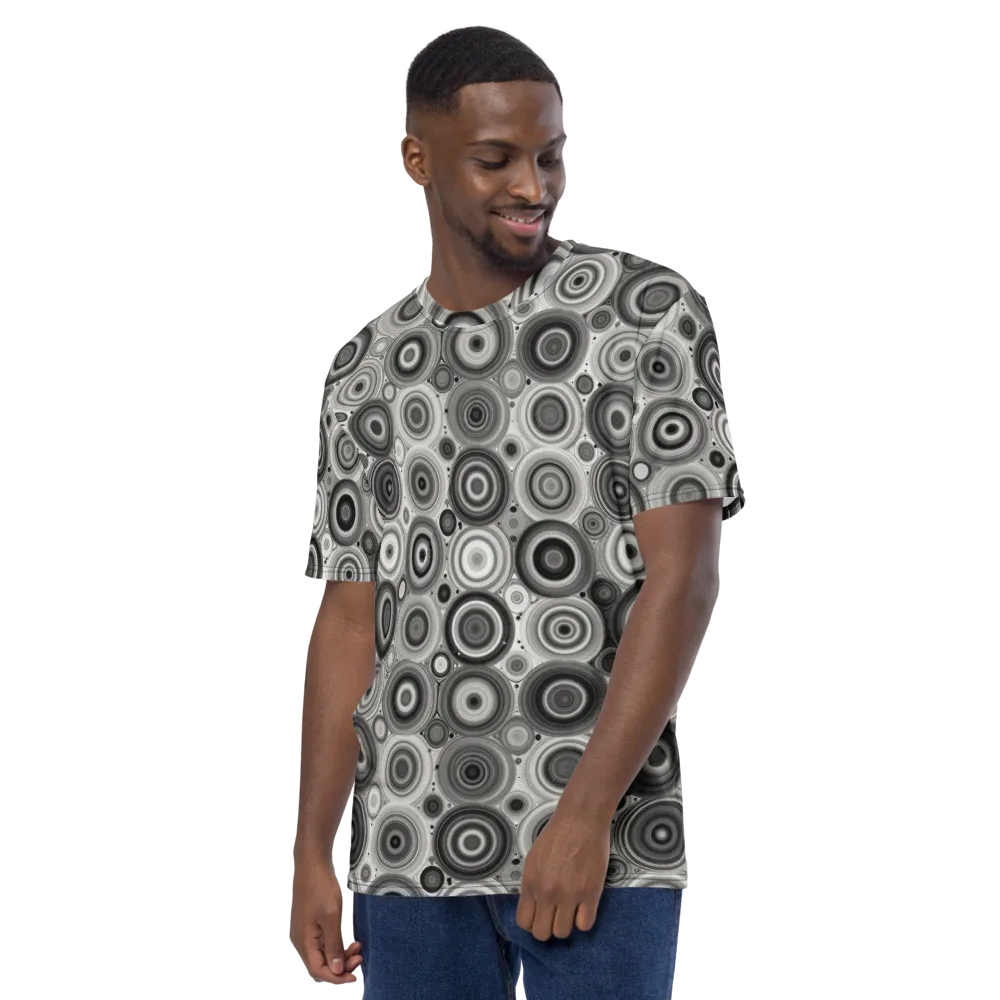 Monochrome Orbits on Men's Crew Neck T-Shirt — Left