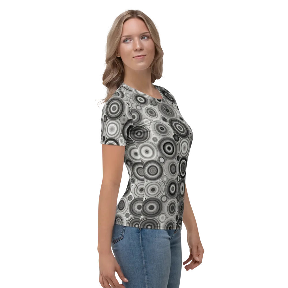 Monochrome Orbits on Women's Crew Neck T-Shirt — Right