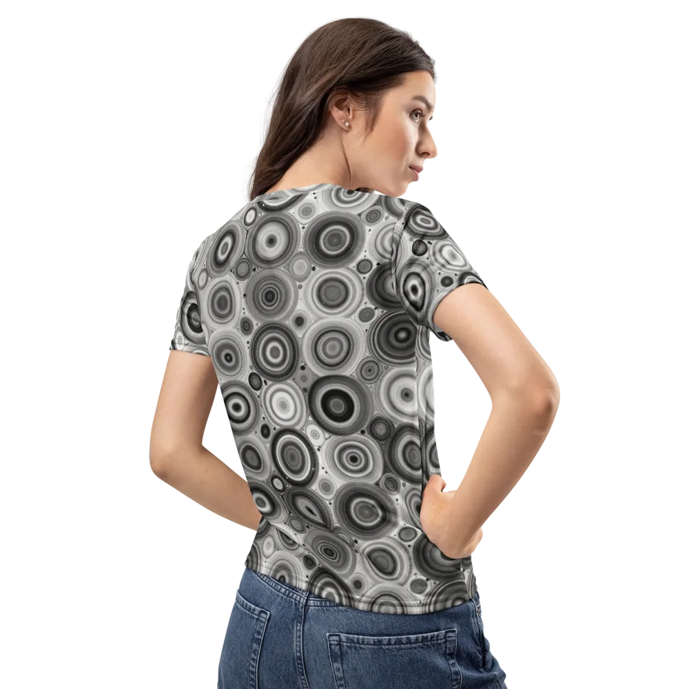 Monochrome Orbits on Women's Crew Neck T-Shirt — Back