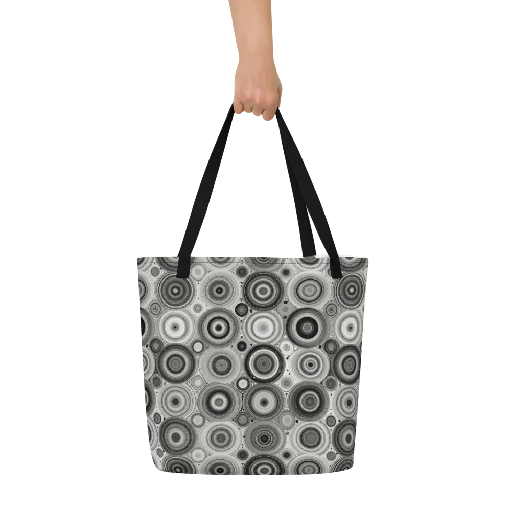 Monochrome Orbits on Large Tote Bag W/ Pocket — Front