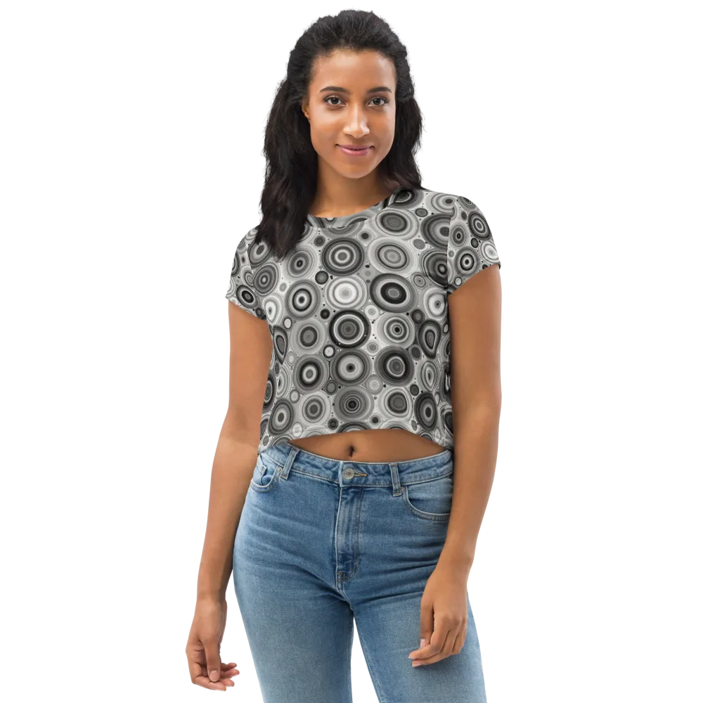 Monochrome Orbits on Crop Tee — Front