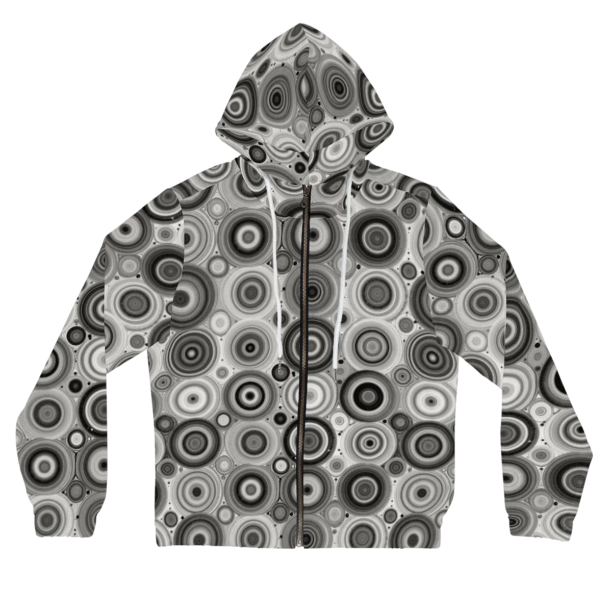 Monochrome Orbits on Women's Full-Zip Hoodie — Front