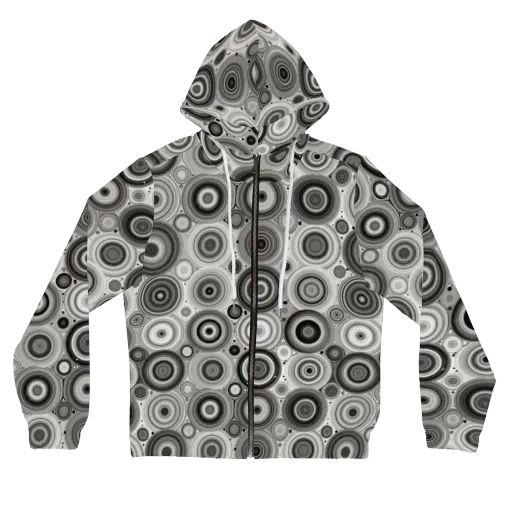 Monochrome Orbits on a Women's Full-Zip Hoodie