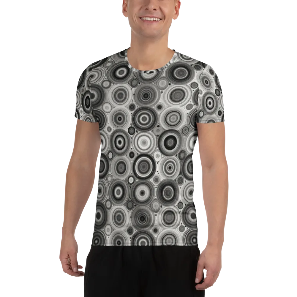 Monochrome Orbits on Men's Athletic T-Shirt — Front