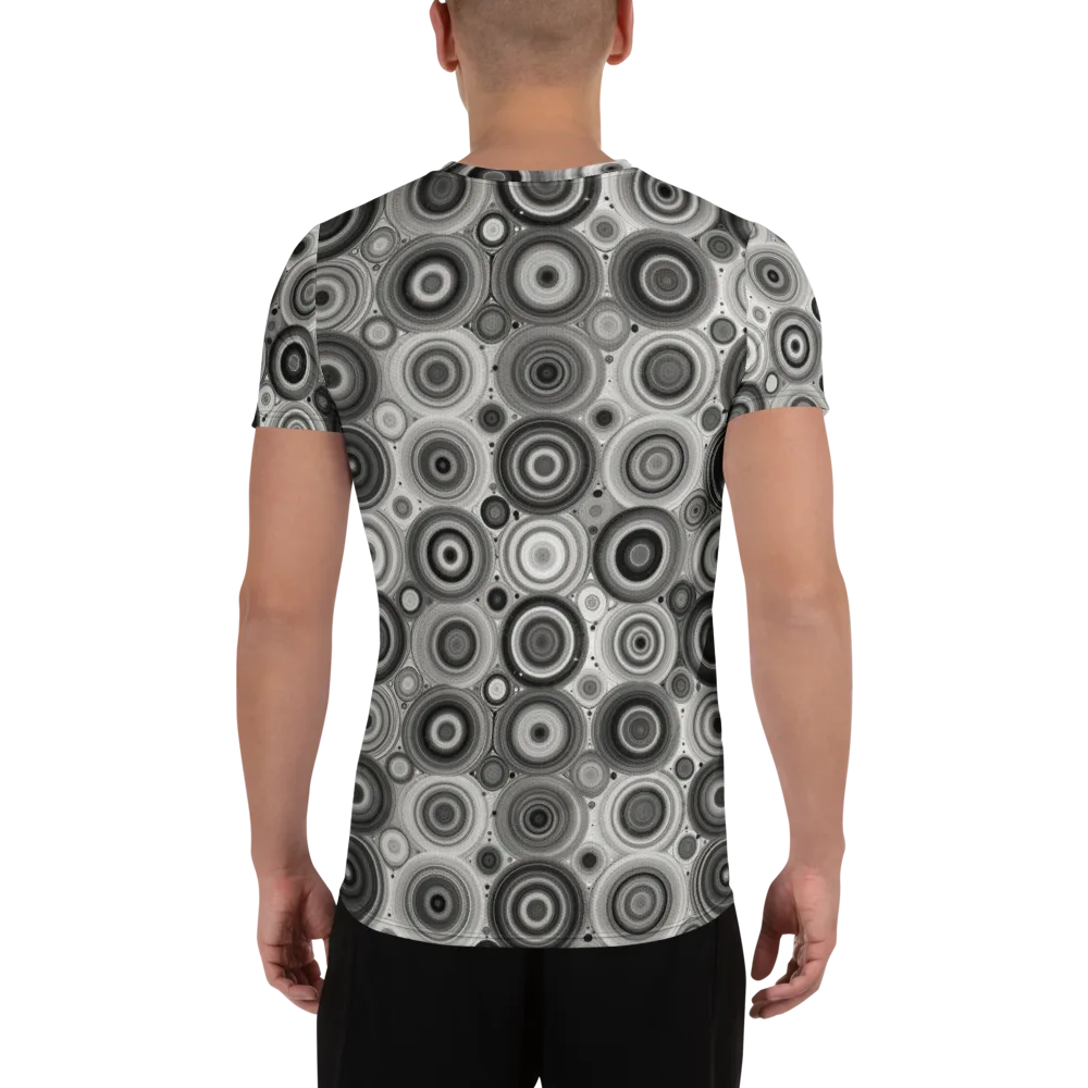Monochrome Orbits on Men's Athletic T-Shirt — Back