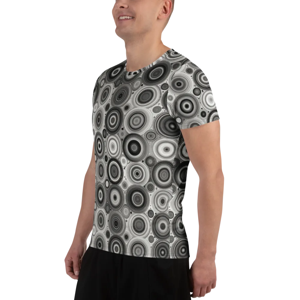 Monochrome Orbits on Men's Athletic T-Shirt — Left