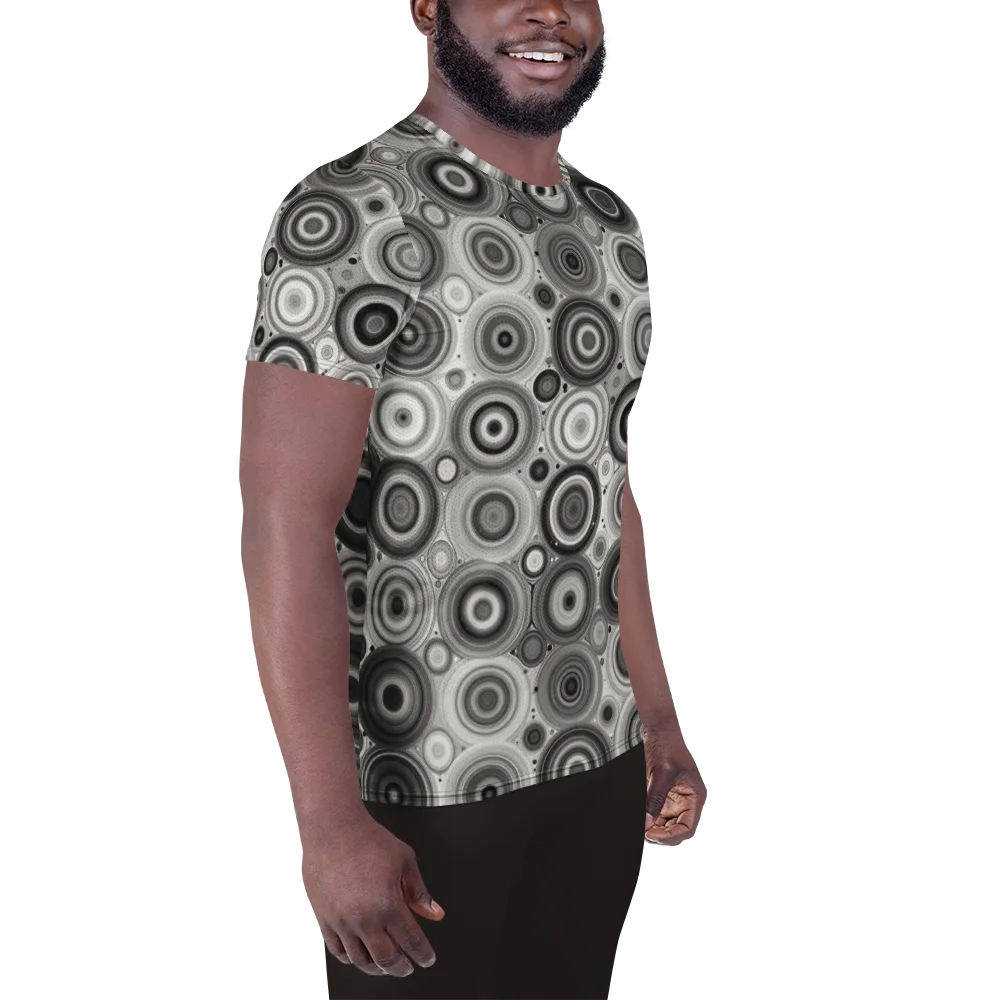 Monochrome Orbits on Men's Athletic T-Shirt — Right