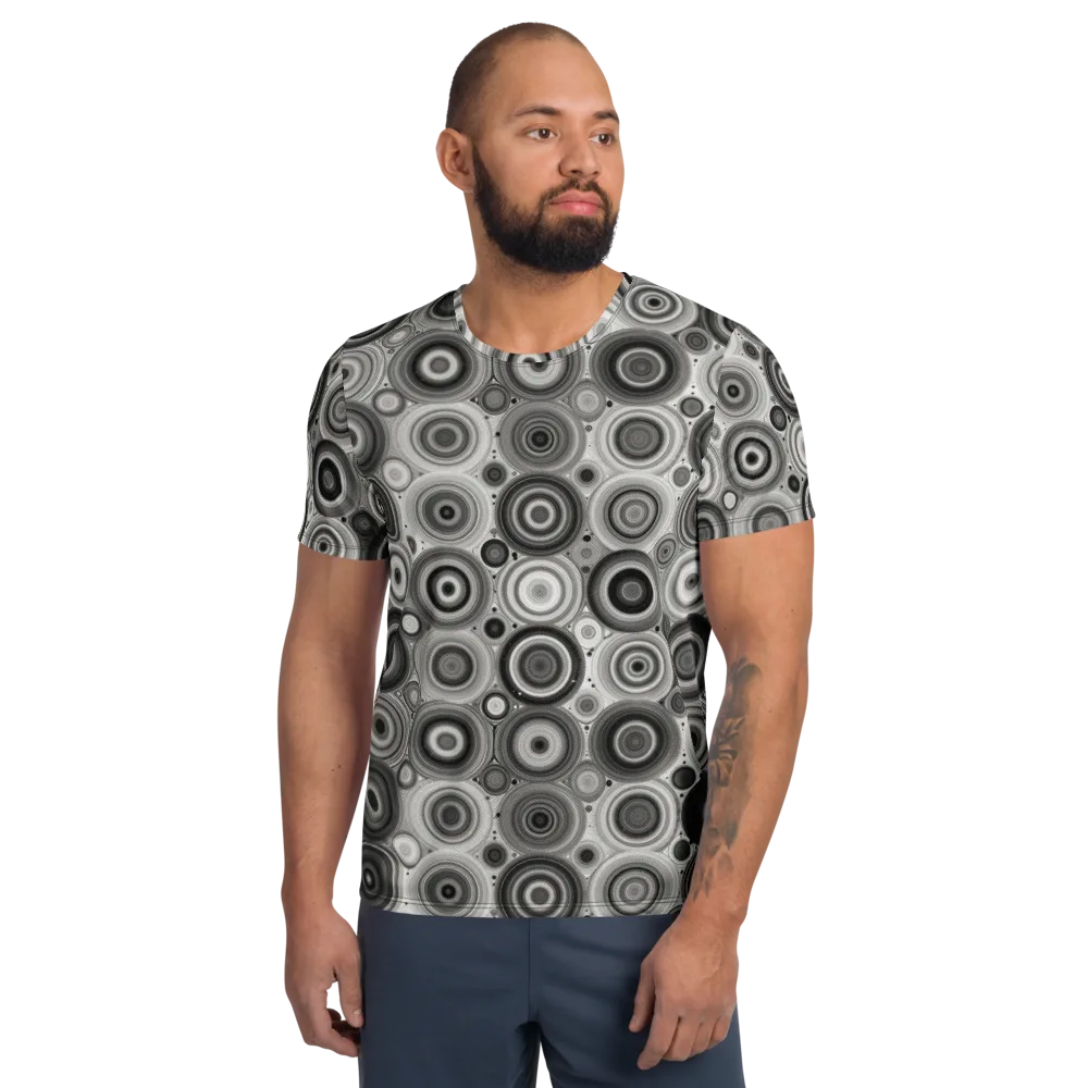Monochrome Orbits on Men's Athletic T-Shirt — Front