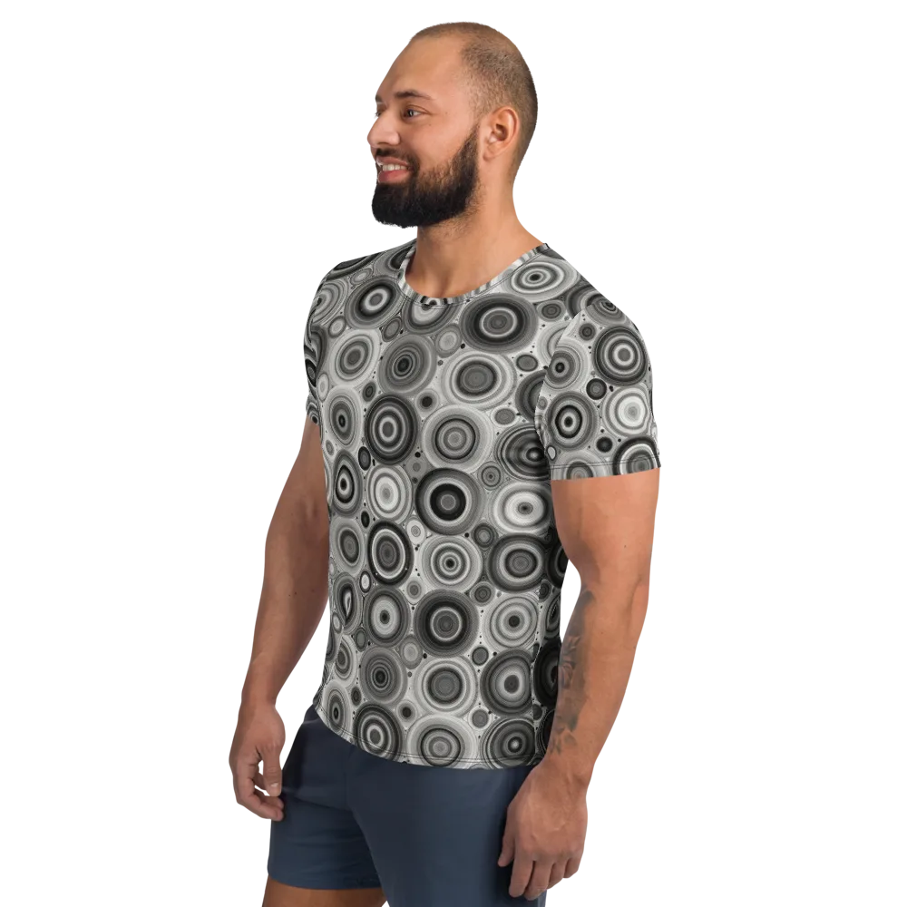 Monochrome Orbits on Men's Athletic T-Shirt — Left