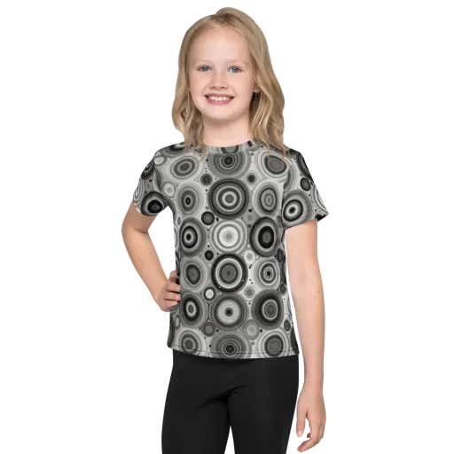 Monochrome Orbits on a Kids Crew Neck T-Shirt