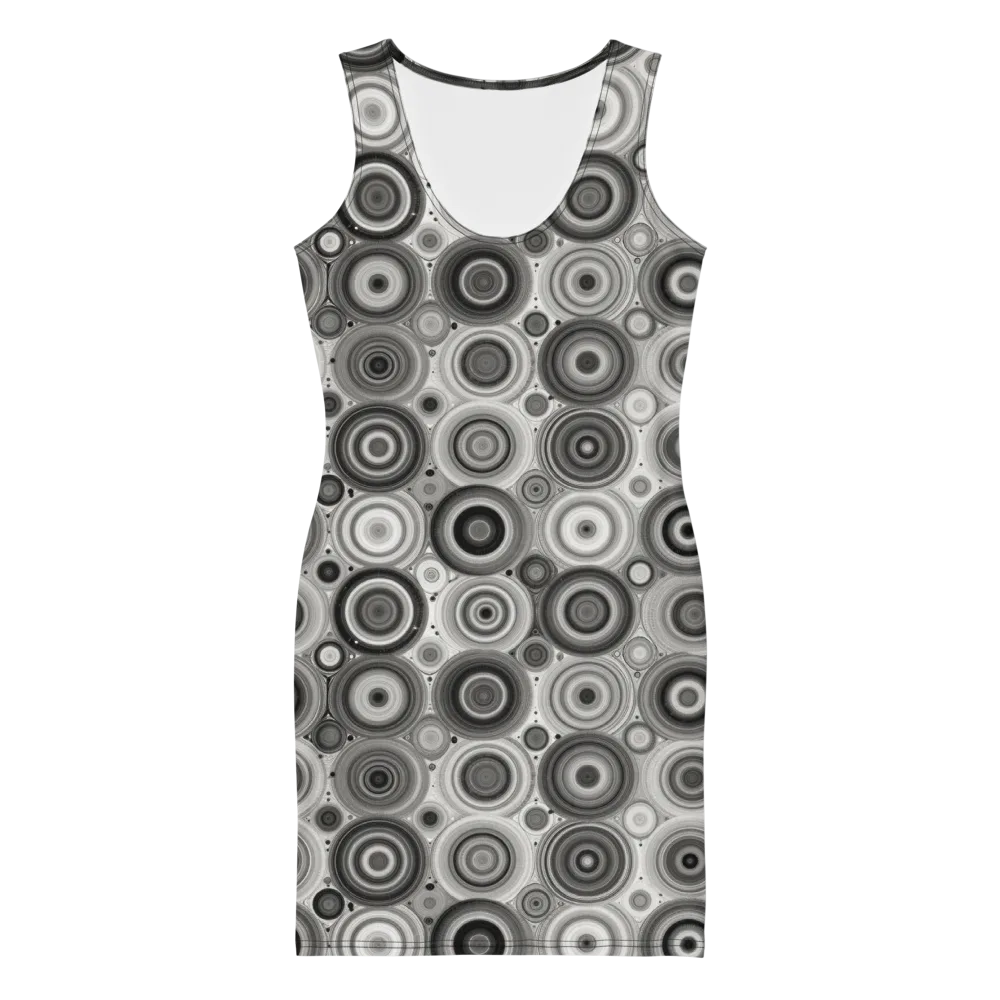 Monochrome Orbits on Bodycon Dress — Front
