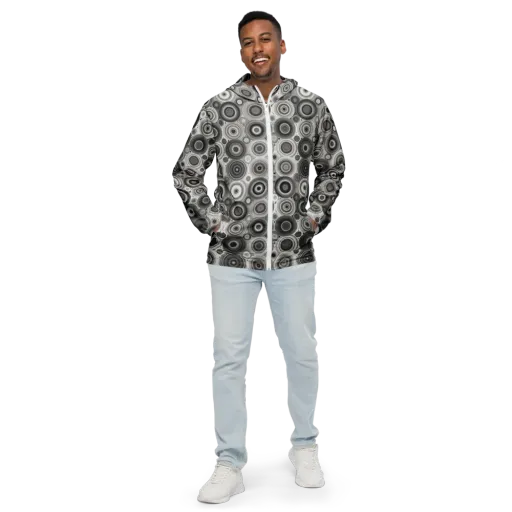 Monochrome Orbits on a Men's Windbreaker