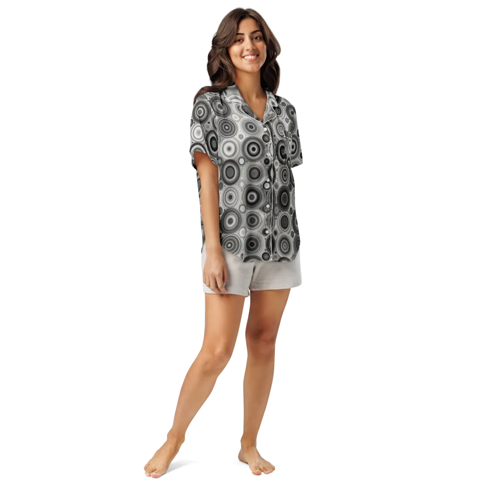 Monochrome Orbits on Women's Short Sleeve Pajama Top — Front