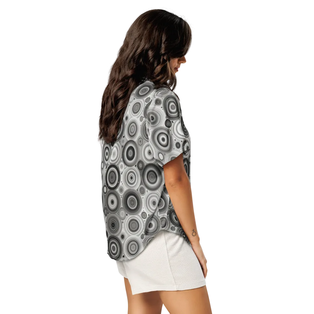Monochrome Orbits on Women's Short Sleeve Pajama Top — Right Back