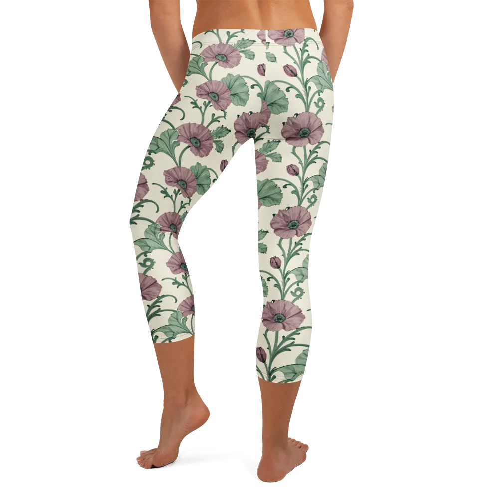 Mauve Poppy Reverie on Capri Leggings — Back