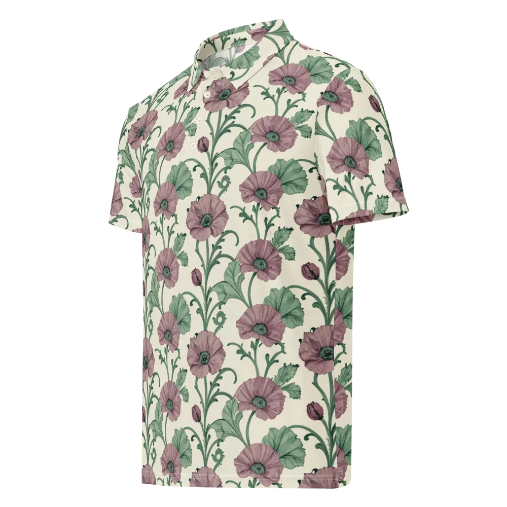 Mauve Poppy Reverie on Men's Slim Fit Polo Shirt — Left Front