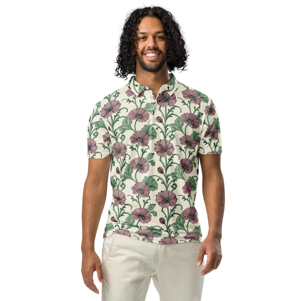 Mauve Poppy Reverie on Men's Slim Fit Polo Shirt — Front