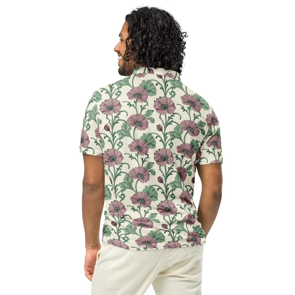 Mauve Poppy Reverie on Men's Slim Fit Polo Shirt — Back