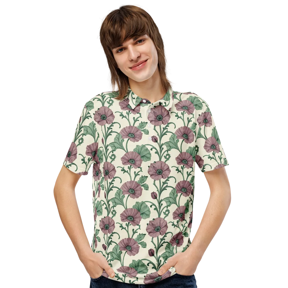 Mauve Poppy Reverie on Men's Slim Fit Polo Shirt — Front