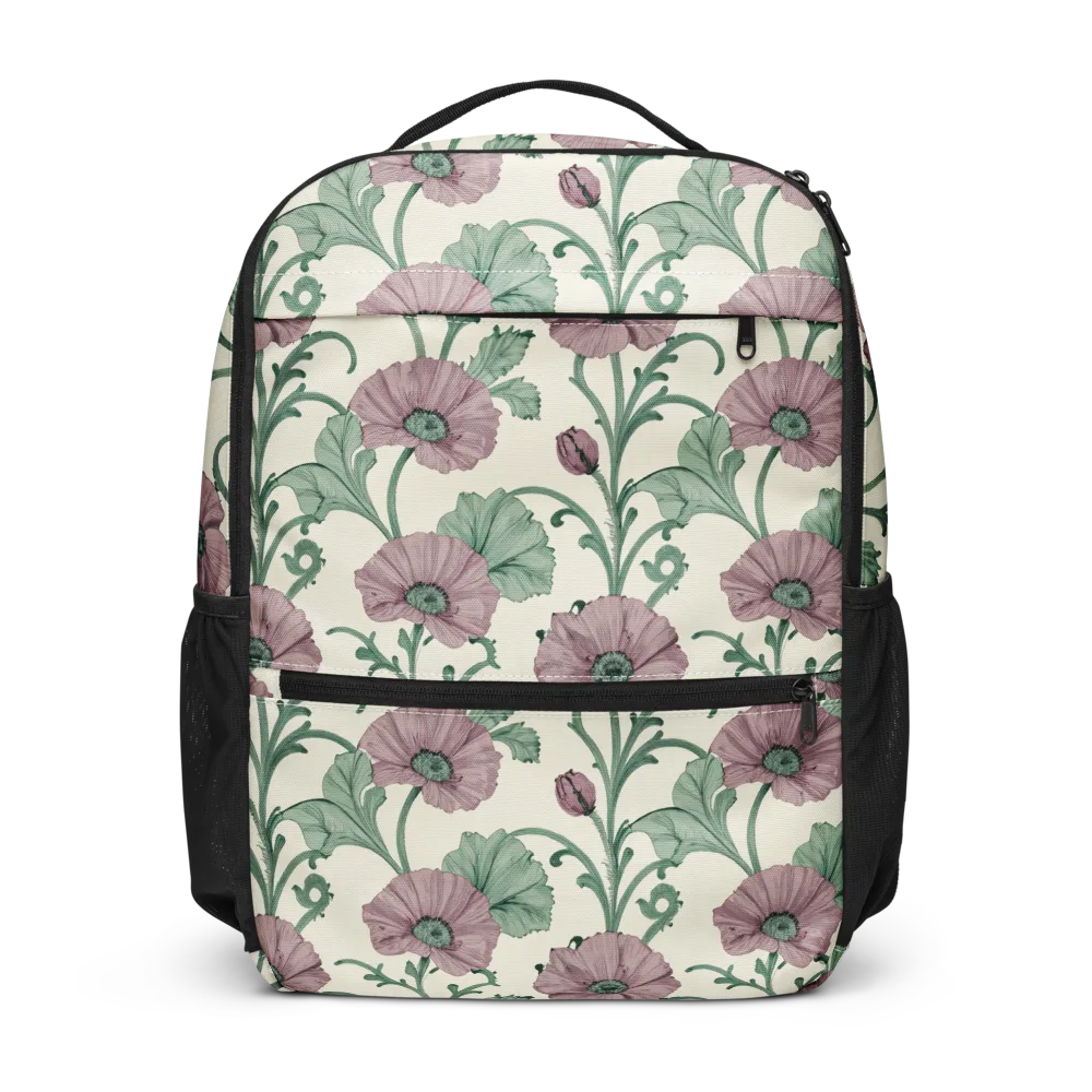 Mauve Poppy Reverie on Utility Backpack — Front